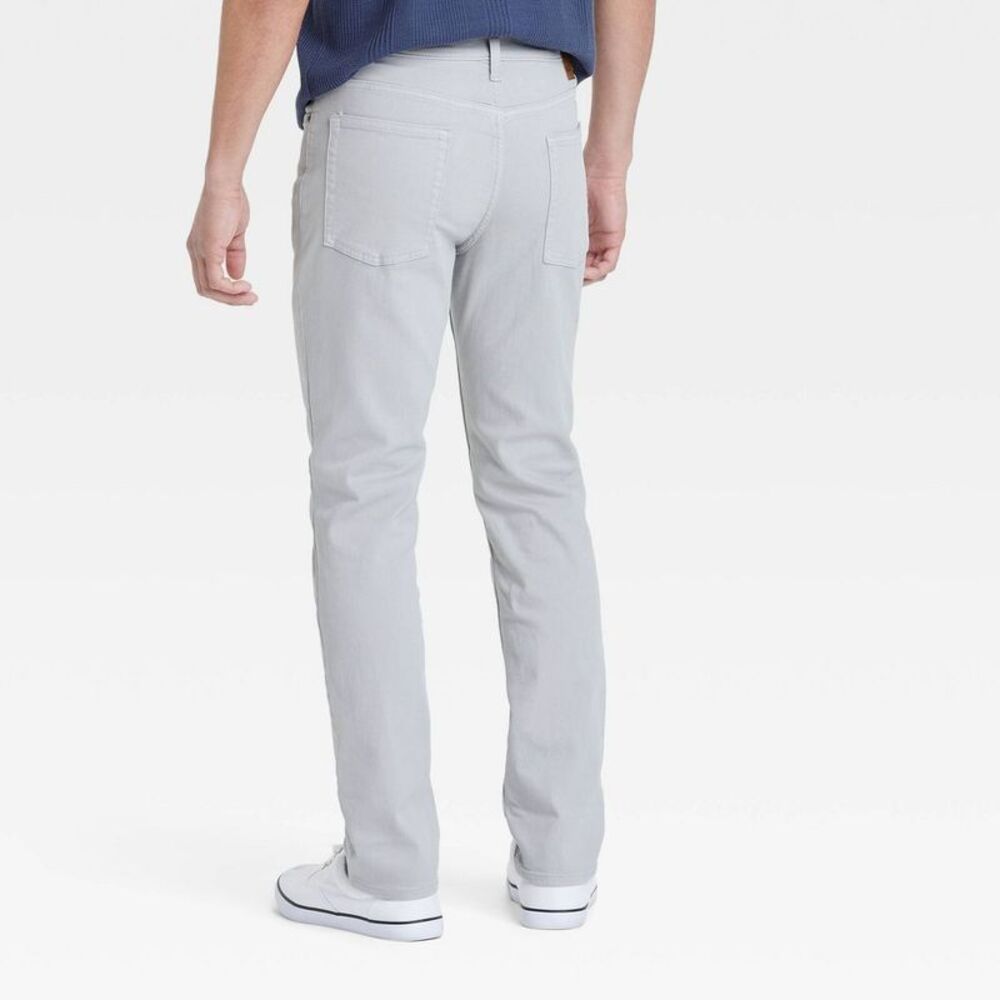 Men's Comfort Wear Slim Fit Jeans - Light Gray 42x34: Mid Rise Stretch Denim - Picture 2 of 3